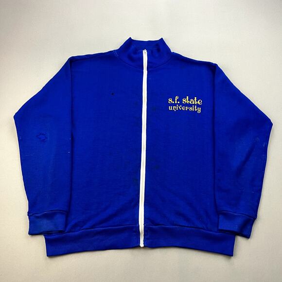 Vintage San Francisco State University Jacket Adult Large Blue Champion SFSU 70s - Picture 1 of 14